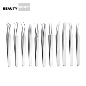 Hermoso diseño, venta al por mayor, pinzas para extensión de pestañas, pinzas de punta de fibra con agarre de diamante de acero inoxidable con etiqueta privada personalizada - Product Image 6