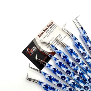 Pinzas de extensión de pestañas antiestáticas de precisión duraderas hechas a mano con logotipo personalizado de acero inoxidable japonés con estampado Bape, pestañas altas - Product Image 2