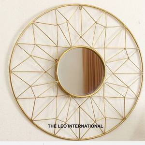 Espejo de pared moderno con acabado dorado de forma redonda de Metal de aluminio de la India, estilo elegante, decorativo para el hogar hecho a mano de lujo - Product Image 6