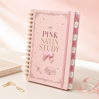 Carnet de planification académique LABON A5 rose Coquette personnalisé avec onglets mensuels, organiseur d'étude pour le bureau, cadeau de marque