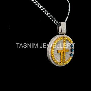 Colgante Personalizado de Plata de Ley GE con Diseño Cristiano Hip Hop, Moissanita VVS de Corte Brillante, Nombre en Letra, Certificado GIA, 10K - Product Image 5