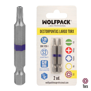 Set di Punte Torx T20 Lunghe (2 Pezzi) in Acciaio S2 al Cromo Vanadio - Product Image 1