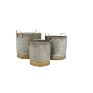 กระถางดอกไม้โลหะชุบสังกะสีลายนูนสำหรับตกแต่งสไตล์วินเทจกระถางต้นไม้ดีไซน์ดอกไม้สำหรับบ้านและสวน - Product Image 2