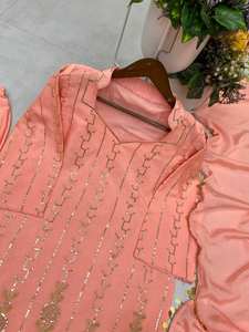 Elegante conjunto de top bordado de diseñador para mujer con pantalones palazzo para ocasiones especiales, ropa de fiesta, proveedor mayorista de exportación a granel - Product Image 4