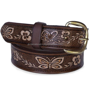 Cinturón de herramientas de cuero occidental para hombres cinturón de vaquero de herramientas de diseño en relieve de alta calidad con hebilla de latón de acabado de latón de lujo - Product Image 3