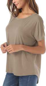 Camisetas básicas informales de verano para mujer, camisetas holgadas altas y bajas con patrón sólido, camiseta de manga corta de punto para mayoristas del mercado - Product Image 4