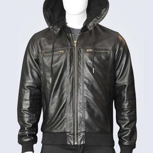 Nouvelle arrivée Veste en cuir de moto Meilleur matériau Veste en cuir imperméable Prix de gros Veste en cuir à capuche Homme - Product Image 1