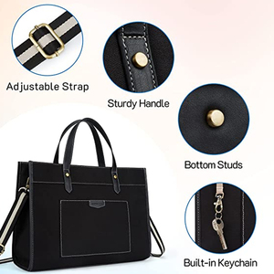 Womens Textile Large Capacity Laptop Tote Bag Waterproof Office Handbag Adjustable Shoulder Strap Multi Pocket Business - Product Image 2