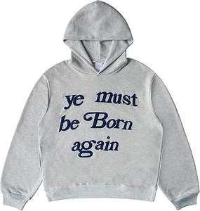 Sweat à capuche ample pour homme en coton pur noir avec design épaules tombantes - Product Image 6