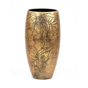 <b>Vintage</b> Rustic Art Inspired Designer Engraved Gold Plated High Standard Quality Metal Flower <b>Vase</b> For Home & Hotel Table Decor - Product Image 1