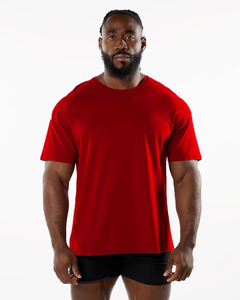 T-shirts de course athlétiques pour hommes à logo personnalisé, respirants et à séchage rapide, en tissu Spandex/Nylon, imprimés par sérigraphie, col ras du cou, manches courtes - Product Image 2