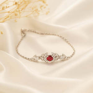 NOVAMART Fine Zarkan Diamond <b>Bracelet</b> & Bangle <b>Red</b> Bits of Bloom Silver Accessory Wholesale Export - Product Image 1