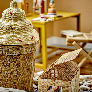 Joli panier de rangement en forme de crème glacée tissé mignon | Paniers en jacinthe d'eau tissés à la main pour salon chambre pépinière décor à la maison - Product Image 5