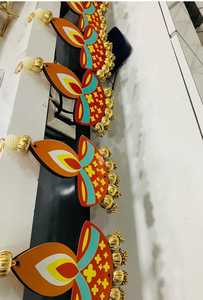 Tendencia Diya Deepak colgante, Pooja indio, decoración de Diwali, decoración de Ganpati Pooja, colgantes de pared de madera Diya Navratri Diya - Product Image 4