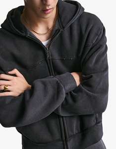 Sudaderas con Capucha de Invierno para Hombre de Alta Calidad Personalizadas, Color Bloque, Estilo Pullover, Lavado Ácido, Felpa de Poliéster/Algodón, Transpirable, Secado Rápido - Product Image 3