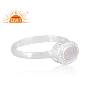 แหวน925พลอยสีเงินสเตอร์ลิงประดับพระจันทร์สีรุ้งธรรมชาติผลิตตามแบบ - Product Image 3