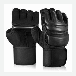 ถุงมือ MMA หนังแท้แบบกำหนดเองสำหรับ OEM ระบายอากาศได้ดี น้ำหนักเบา ครึ่งนิ้ว สำหรับฝึกซ้อมมวย สายรัดปรับได้ ปิดด้วยแถบตีนตุ๊กแก - Product Image 4