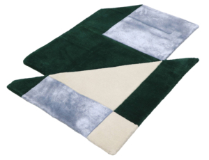 Alfombra Moderna de Diseño Ecológico Hecha a Mano, Rectangular, Geométrica, con Bloques de Color, Textura Tallada, para Sala de Estar, Verde, Azul, Marfil - Product Image 4