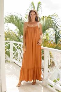 Vestido largo de verano bohemio para mujer, cuello en V, Espalda descubierta, fiesta de noche, playa, vacaciones, tejido, hasta el suelo, vestido para el sol - Product Image 6