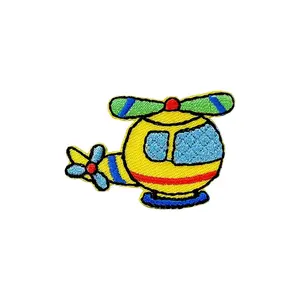Factory Accessories Embroidered Patch Custom Helicopter Design Embroidery Sew on Iron on Patch for Kids Clothing