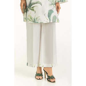 ชุดเซ็ตผ้าแคมบริคพิมพ์ลายสีขาวสำหรับผู้หญิง เสื้อครอปเอวสูงเหนือเข่า ชุดฤดูร้อนสองชิ้น ไซส์ XS - Product Image 3