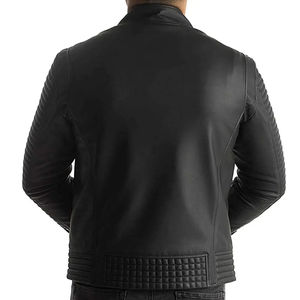Nueva moda de piel de oveja de cuero genuino Top exigido botones chaqueta delgada de secado rápido motocicleta hombres elegante chaqueta de cuero personalizada - Product Image 4