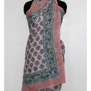 Jhelum Impex Block Traditional Cotton <b>Sarong</b> Pareo Hand Block Print Floral Pattern Design Women Asia Pacific Islands Style - Product Image 2