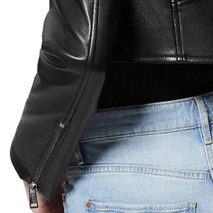 Chaquetas de cuero negro personalizadas de alta calidad de talla grande transpirable, chaqueta de mujer, chaqueta de cuero de manga de cuero para mujer - Product Image 6