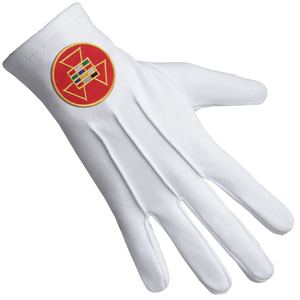 Past High Priest Royal Arch Chapter Gants Pur Coton Avec Patch Rond Rouge Maçonnique Cérémonie Wearable Gants Professionnels - Product Image 3