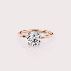 IGI Certified Round Cut Lab Grown Diamond Engagement <b>Ring</b> 9K Yellow / Rose & White Gold Solitaire Diamond <b>Ring</b> for Women - Product Image 1