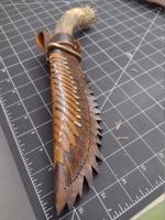 Funda de cuero genuino en forma de ala para Cuchillo de supervivencia al aire libre hoja de acero de grado DIY hecha para adaptarse perfectamente
