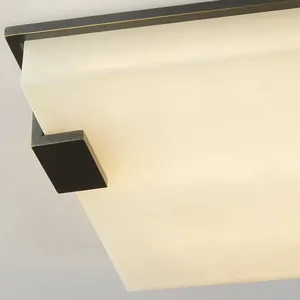 Plafonnier LED AlabeaMarmo 220V, base en bois, lampe carrée pour salle à manger et chambre à coucher avec commande par interrupteur et température de couleur 3000K - Product Image 1