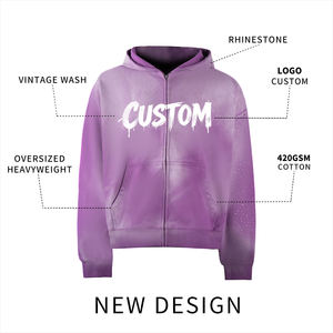 Sweat-shirt zippé pour homme en molleton de coton délavé, effet vieilli, doux et confortable, style décontracté - Product Image 5