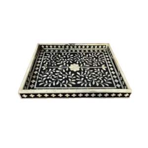 Nouvelle arrivée Motifs floraux Plateau de service en incrustation d'os pour les fêtes de Noël - Product Image 2