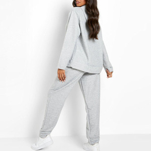 Ensemble deux pièces en coton d'usine OEM fournisseur d'hiver chaud Survêtement en polaire de haute qualité pour femmes Ensemble de survêtement brodé avec logo personnalisé - Product Image 3