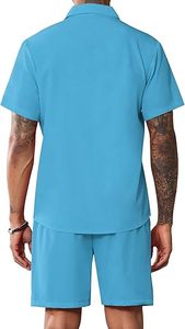 Ensembles de sport décontractés d'été pour hommes, respirants et confortables, polos à fermeture éclair quart et shorts, tenues de sport confortables - Product Image 4