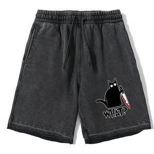 Pantalones cortos de algodón con cordón en bruto para hombre, colección de verano para hombre, Vintage, desteñido al sol, lavado con piedra, estampado 3D personalizado - Product Image 5