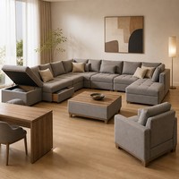 Ensemble de salon moderne pour appartement, canapé modulaire sectionnel en tissu 10 places, table basse de rangement, chaise, bureau