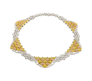 Collar de Diamantes Naturales de 35.50 CTTW en Oro Tricolor de 18k, Color Rosa, Blanco y Amarillo, Joyas SV Vintage, Certificado IGI - Product Image 4