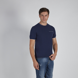 Camiseta de Punto Hecha en Italia para Hombre, Manga Corta, Cuello Redondo, 100% Algodón Orgánico, Secado Rápido, Corte Regular, Diseño Liso - Product Image 2