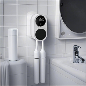 <strong>UV</strong> Digital Screen Wall-Mounted Double No-Punch Toothbrush <strong>Steriliser</strong> with Ultraviolet Light Sanitizing Device - Product Image 1