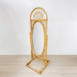 Cuerpo de diseño moderno espejo de ratán de longitud completa espejos naturales de pie para baño y dormitorio - Product Image 2