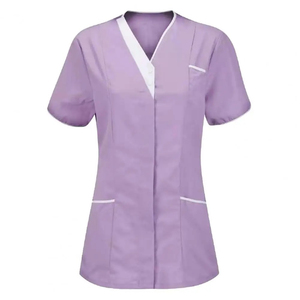 2025 Unisex con cuello en V Doctor Enfermería Uniforme Verano Blusa de manga corta con bolsillo Uso hospitalario - Product Image 5