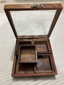 Caja de Almacenamiento de Especias de Madera Antigua, Diseño de Lujo Personalizable, Artesanía Ahad, Marrón 20x20cm, Embalaje Personalizado con Logotipo, Utensilios de Cocina - Product Image 2