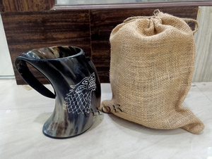 แก้วกาแฟสไตล์ไวกิ้ง200มล. ทรงแตรแกะสลักลายหมาป่าสำหรับกาแฟเบียร์เป็นมิตรต่อสิ่งแวดล้อมปรับแต่งได้ตามต้องการของขวัญสำหรับร้านอาหาร - Product Image 4