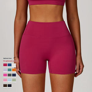 Shorts de yoga taille haute personnalisés pour contrôle du ventre, shorts de sport pour femmes, froissés et bout à bout, fabricant d'usine - Product Image 4
