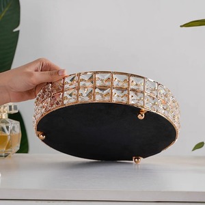 ถาดโต๊ะเครื่องแป้งกระจกคริสตัลทันสมัยขอบทองสำหรับจัดงานแสดงเครื่องประดับตกแต่งบ้านหรูหราสำหรับงานแต่งงาน - Product Image 3