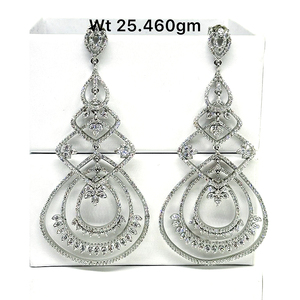 Awesome Hanging Round Ball Shape White Cubic Zircon Silver 925 <b>Long</b> Drop Dangle <b>Earring</b> for Women Prom Banquet Party Jewelry - Product Image 4