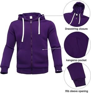 Ensembles de survêtements à capuche en polaire pour hommes violet personnalisé en gros 100% coton vêtements de sport d'entraînement d'hiver respirant Logo avant Position - Product Image 4