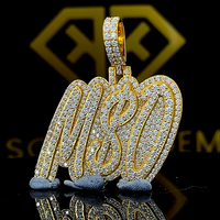 Pendentif personnalisé avec nom pour enfants et hommes, style hip-hop, en moissanite de qualité VVS, bijoux glacés, plaqué or jaune, argent sterling 925